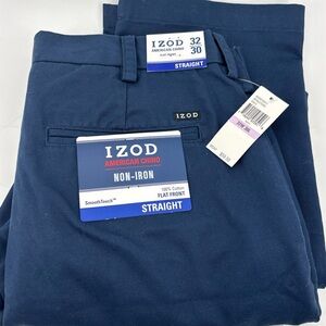 IZOD Navy Blue Chino Pants 32 X 30 NWT straight flat front